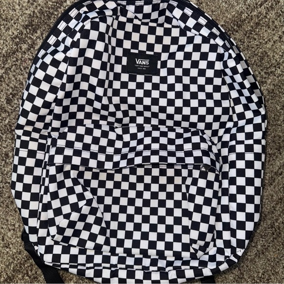 VANS CHECKERED BLACK WHITE SCHOOL BACKPACK NWOT EXCELLENT CONDITION - Picture 3 of 6